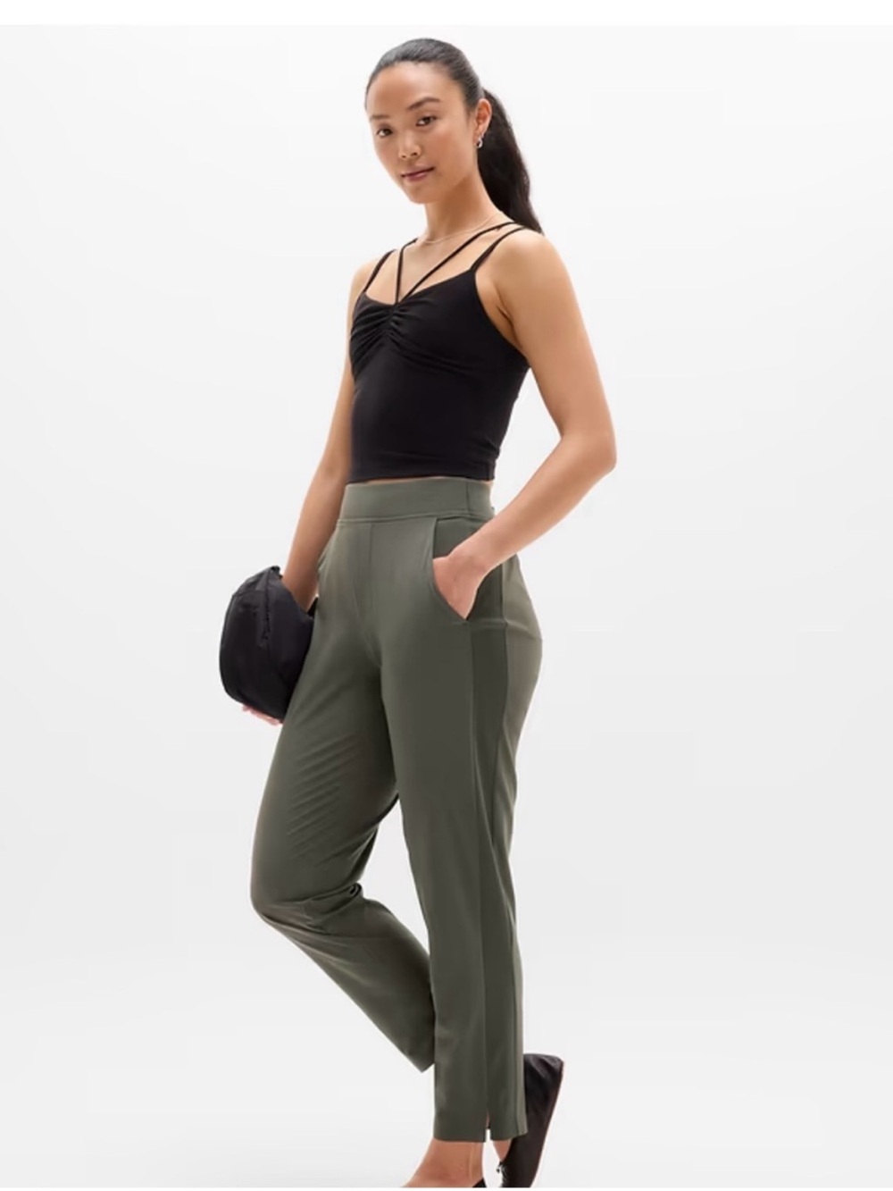 Athleta Brooklyn ankle pant Olive Green High-Rise Tapered Ankle Pants Size 2